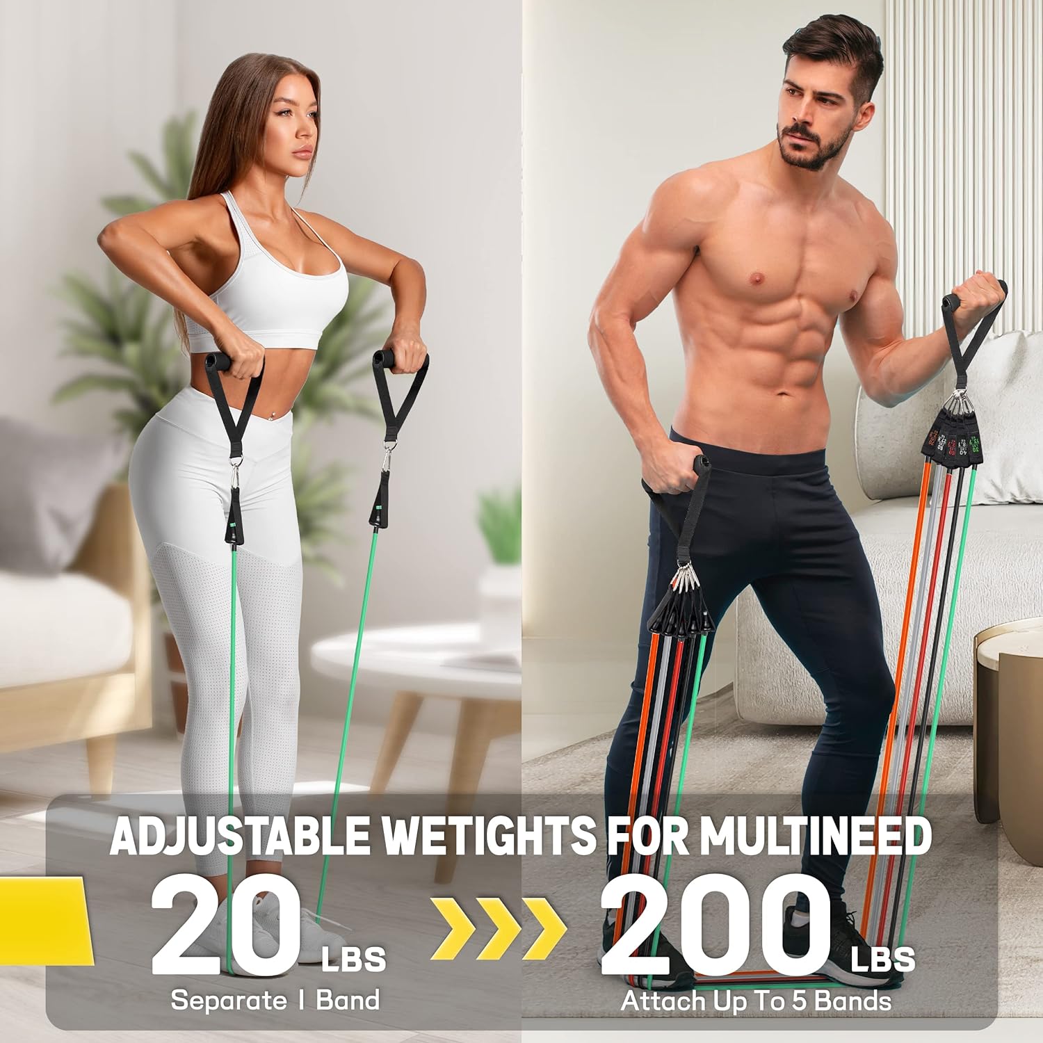 Resistance Bands, Resistance Band Set, Workout Bands, Exercise Bands for Men and Women, Exercise Bands with Door Anchor, Handles, Legs Ankle Straps for Muscle Training, Physical Therapy, Shape Body