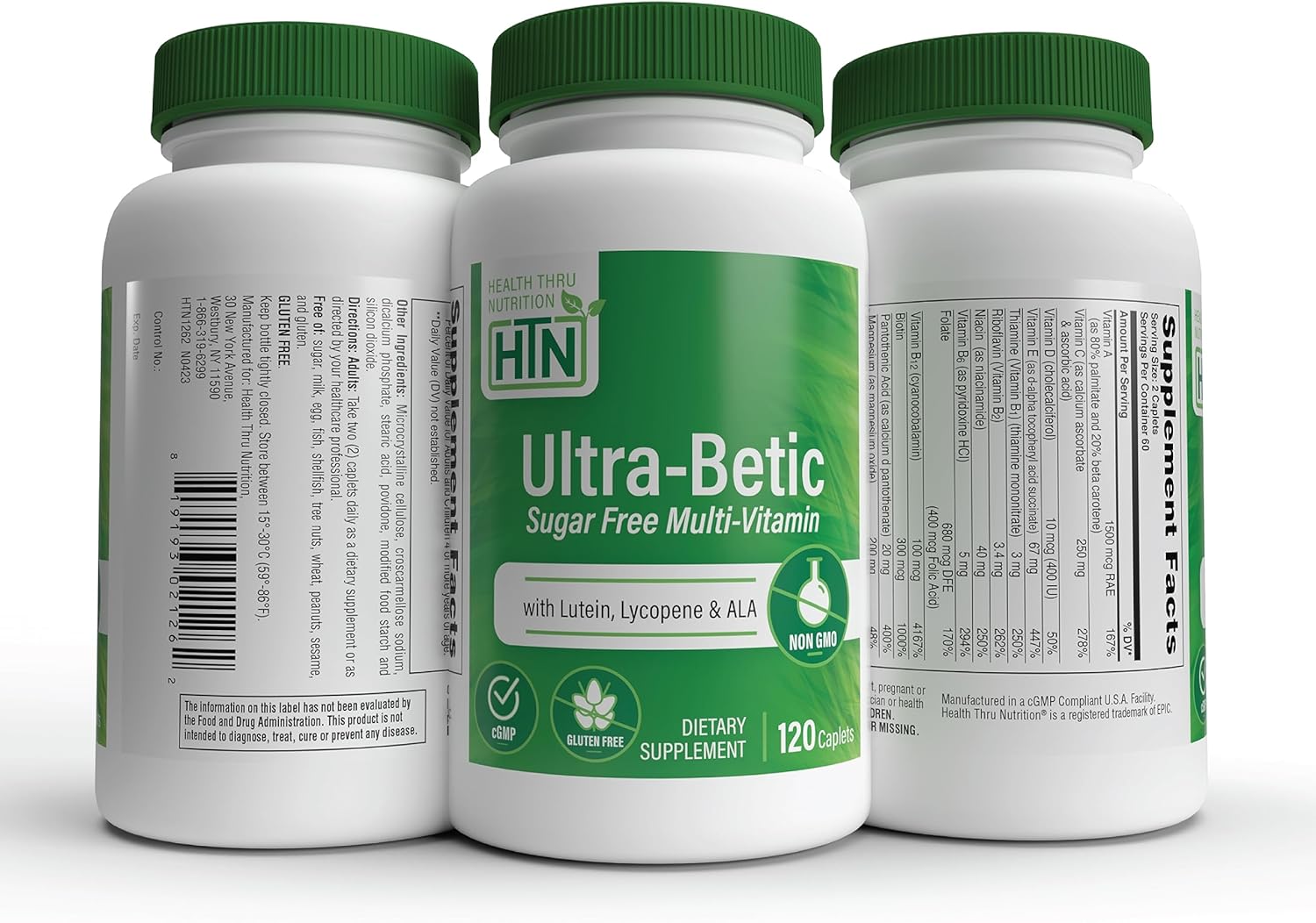 Health Thru Nutrition Ultra-Betic Multivitamin 60 Count | Supports Nerve, Vision, Energy | with ALA, Lycopene | Non-GMO, Clean Label | Third-Party Tested for Quality