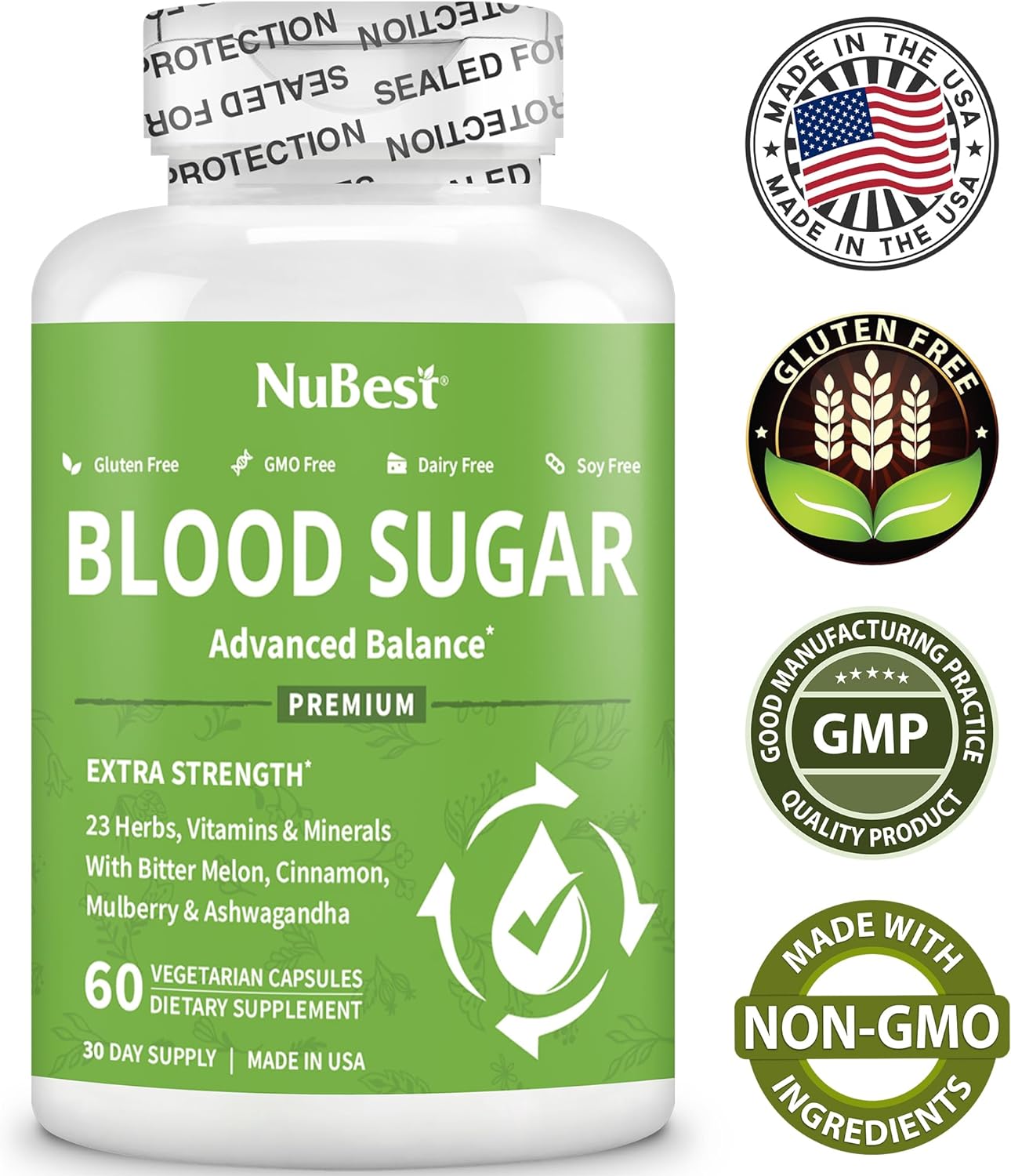 NuBest Blood Sugar - Advanced Formula with Bitter Melon, Ashwagandha, Cinnamon, Chromium, Magnesium, Vitamins, Alpha Lipoic Acid, Cayenne Pepper  More - Pack 1