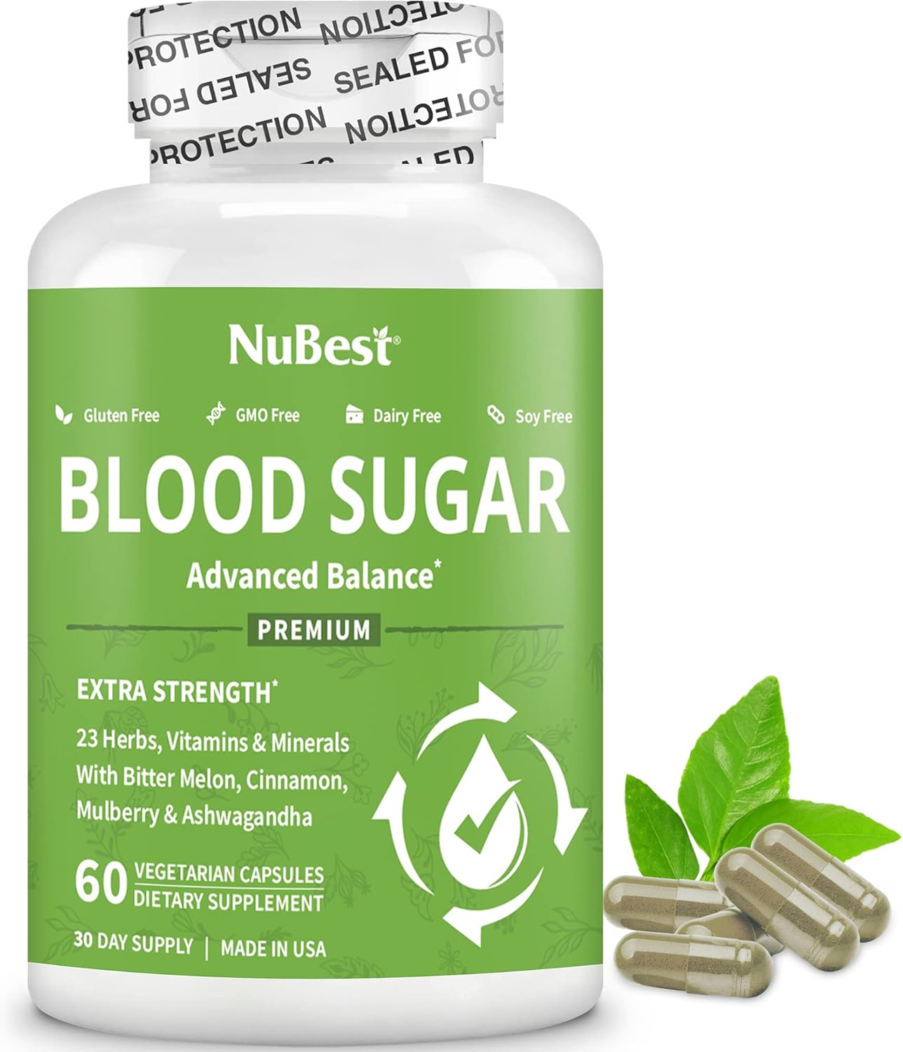 NuBest Blood Sugar - Advanced Formula with Bitter Melon, Ashwagandha, Cinnamon, Chromium, Magnesium, Vitamins, Alpha Lipoic Acid, Cayenne Pepper  More - Pack 1